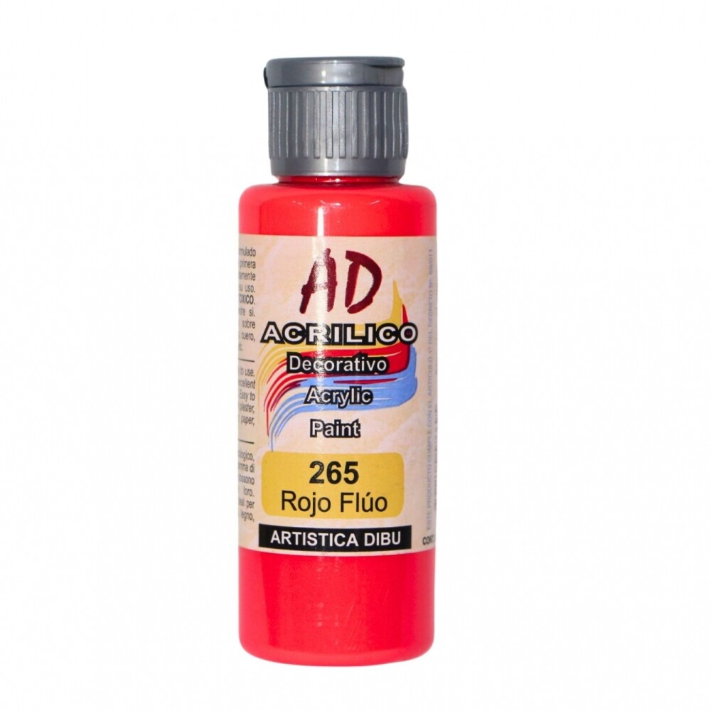 PINTURA ACRILICA ARTISTICA DIBU 60 ML. DIFERENTES COLORES COLOR ROJO FLUO 265