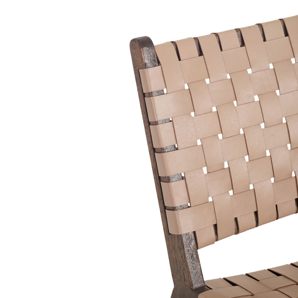 BUTACA CUERO-Y-MADERA MARRON KAIA TAUPE