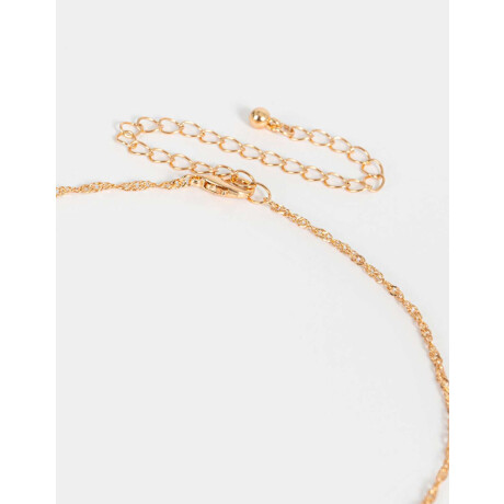 Collar Corto Dije Piedra Natural Dorado