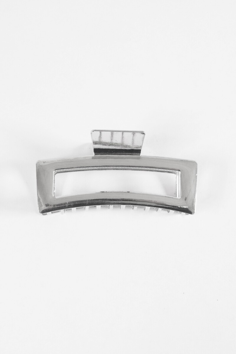 Broche metálico rectangular plateado