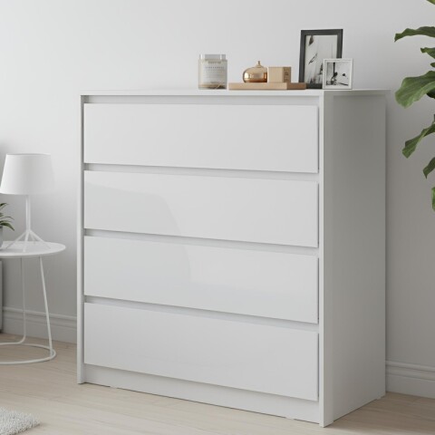 Comoda Cajonera Carla para Dormitorio 4 Cajones con Rieles Telescópicos - Blanco Comoda Cajonera Carla para Dormitorio 4 Cajones con Rieles Telescópicos - Blanco