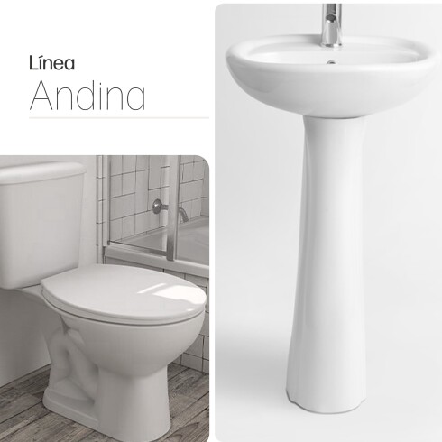 JUEGO DE LOZA SANITARIA ANDINA BLANCO BRILLANTE COMPLETO BLANCO