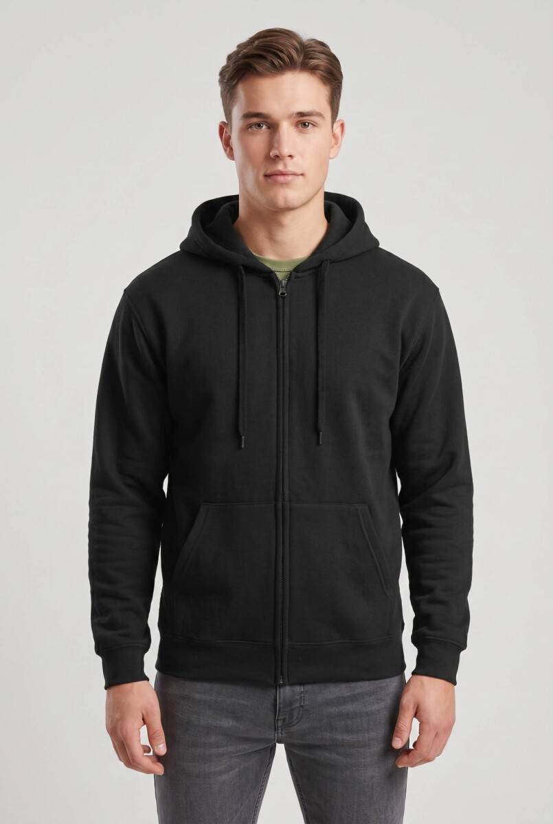 Campera deportiva clásica con capucha - Negro 