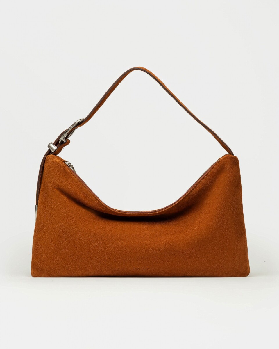 Cartera al hombro Bamboo en cuero gamuza - Oxido 