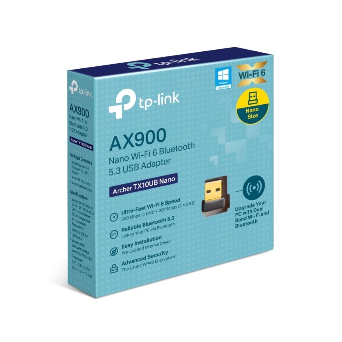 Adaptador Nano USB TP-LINK Archer TX10UB - AX900, Bluetooth 