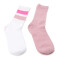 Medias de Niña MINI Miss Carol Media Solid/Stripes pack X2 Blanco - Rosado