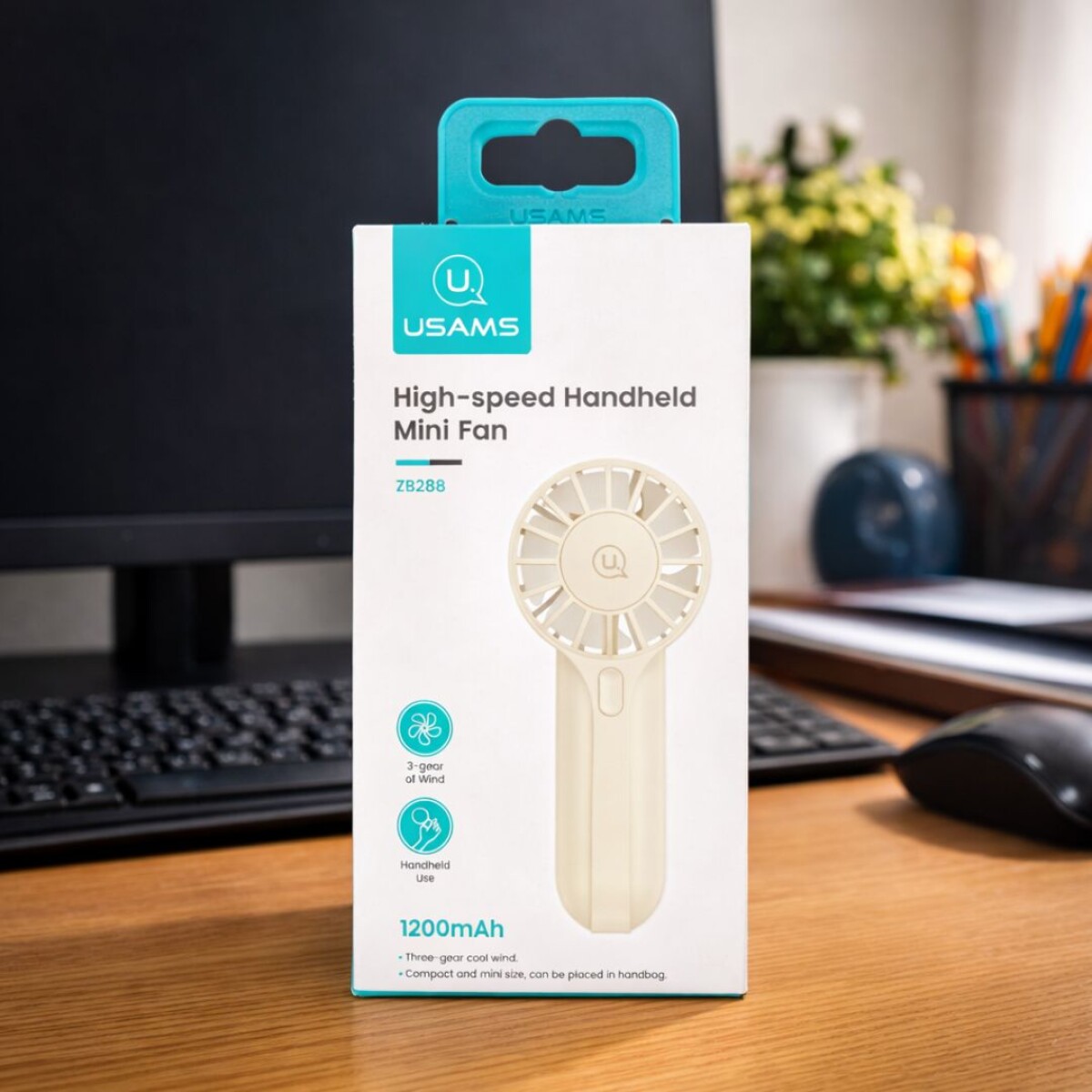 MINI VENTILADOR PORTATIL 1200 CREMA USAMS 