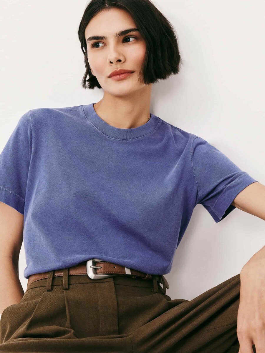 CAMISETA BÁSICA DE ALGODÓN - AZUL 