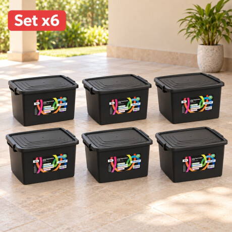 Set x6 Caja organizadora 10lts NEGRO