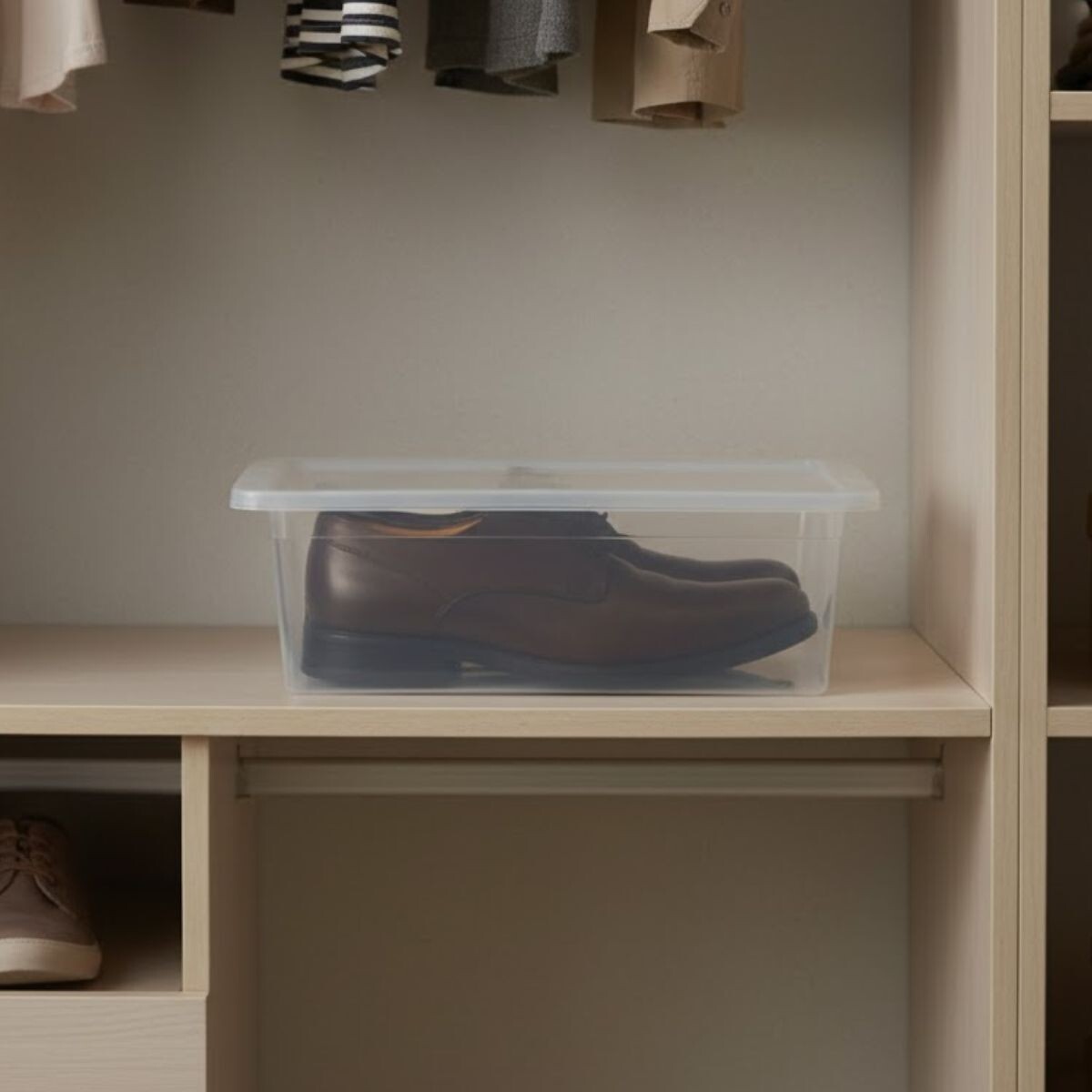 Caja organizadora zapatera apilable - TRANSPARENTE 