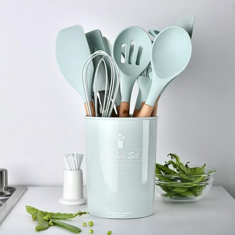 Set Cocina Antiadherente 17P c/Juego Batería Brinox + Menage Verde Claro