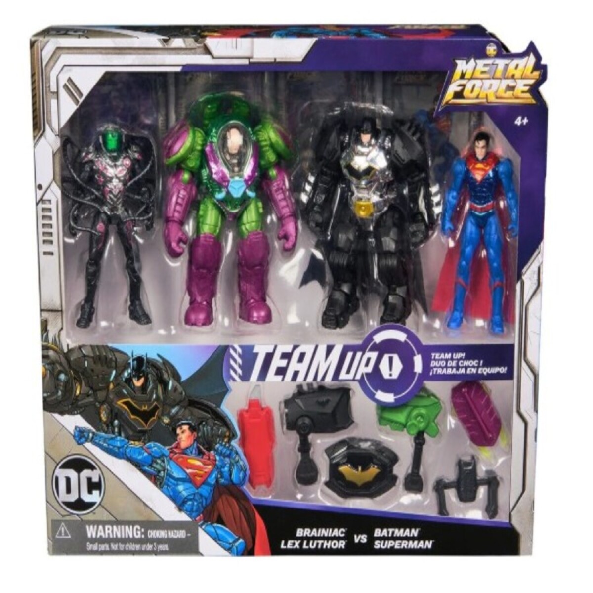 Pack X4 Figuras Dc Comics 72402 Team Up Con Accesorios Ub 