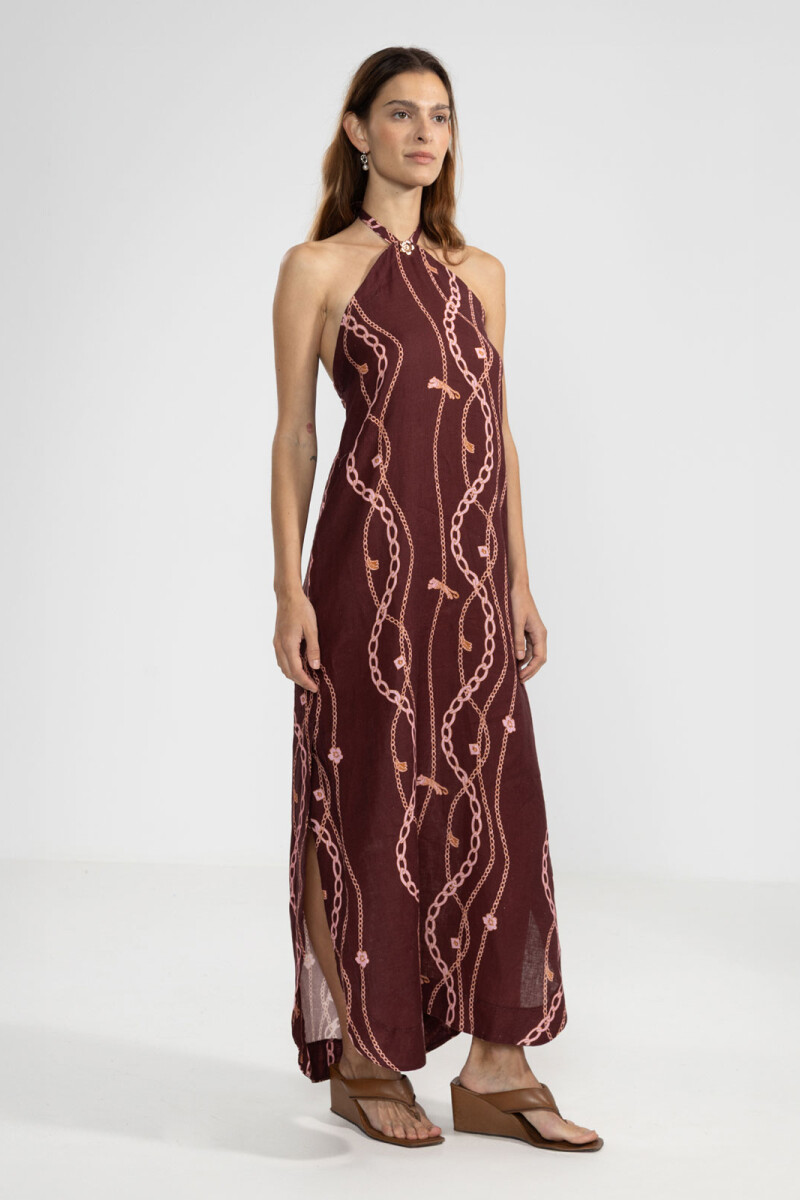 VALE HALTER DRESS Chain Gang Merlot