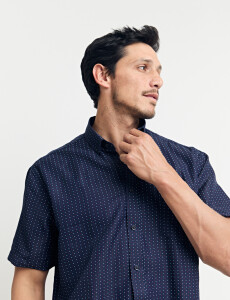 012662 CAMISA HARRINGTON LABEL Azul Osc/rojo