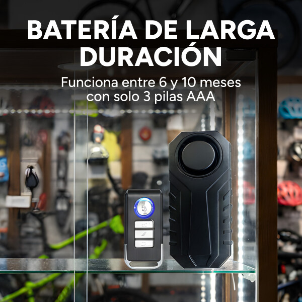 Alarma Antirrobo Bicicleta Moto Monopatin Sensor Movimiento Color Negro