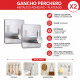 Kit 2 Ganchos perchero metálico adhesivo PLATEADO