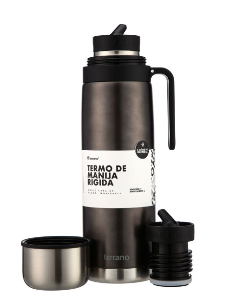 Termo 1Lt. Premium Manija Rigida Negro Metalizado