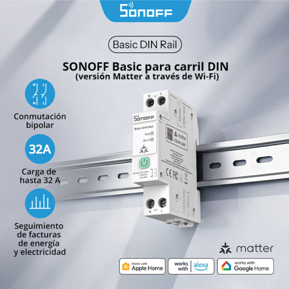 Interruptor inteligente WIFI para riel DIN 32A Matter SO0121