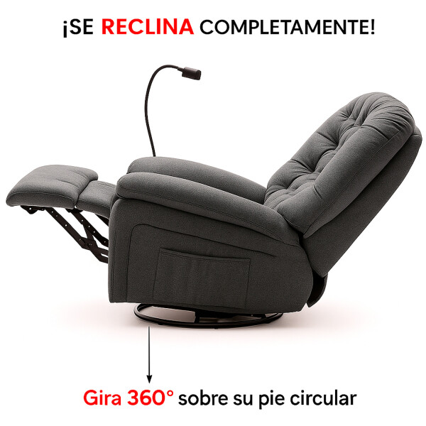 Sillón Masajeador Poltrona Con Control Remoto Y Soporte Para Celular GRIS