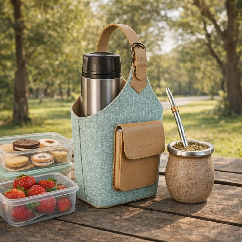 Matera Porta Termo y Mate con Bolsillo Frontal Matera Porta Termo y Mate con Bolsillo Frontal