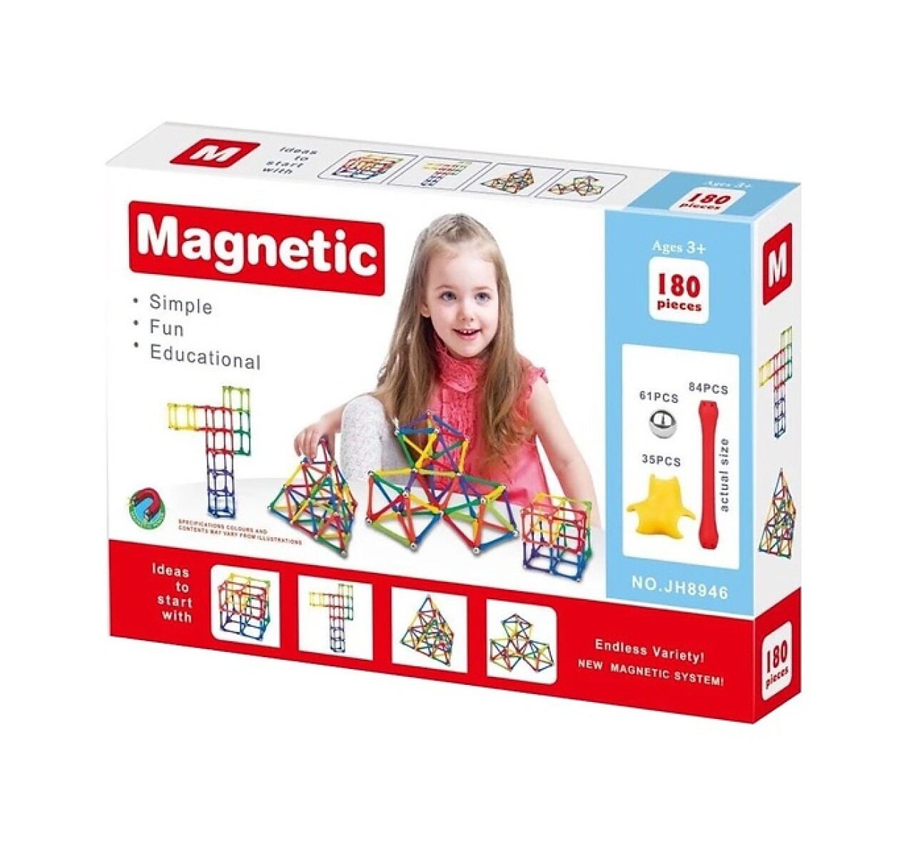 Juego modular magnético, 180 elementos 