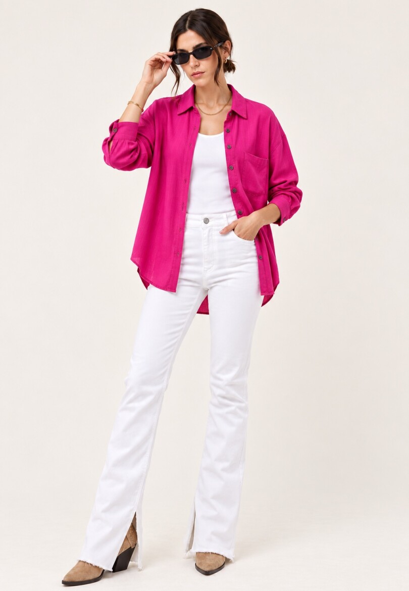 Camisa lino Rosa