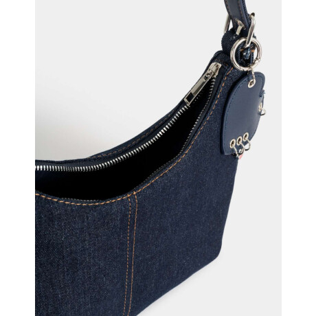 Bandolera Suede Con Charm Azul Gastado