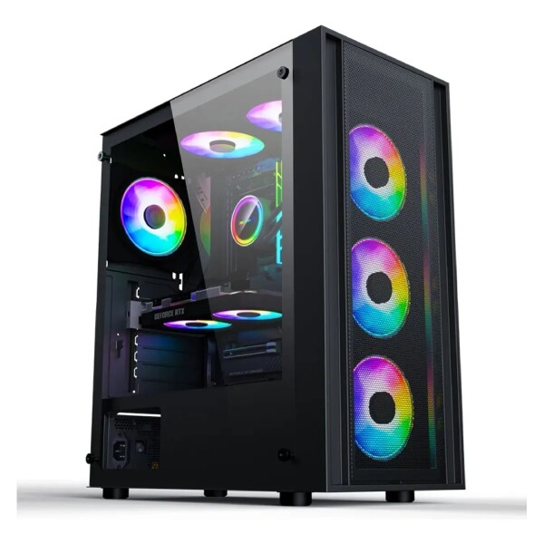 Gabinete Gamer Marvo Ca123 Mid Tower Con Vidrio Templado GABINETE MARVO CA-123 MESH C/VIDRIO TEMP