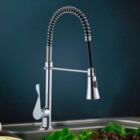 Griferia De Mesada Cocina Monocomando Manguera De La Base Al Pico Color Negro Aqualia NEGRO