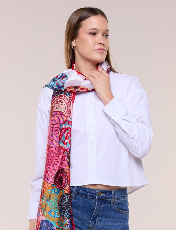 Pashmina De Satén Con Estampado CRUDO/MULTI