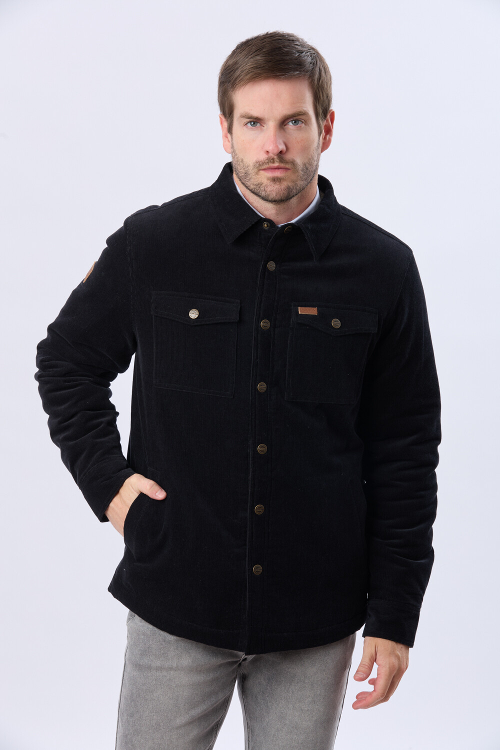CAMPERA DE PANA Y CORDERITO Gris