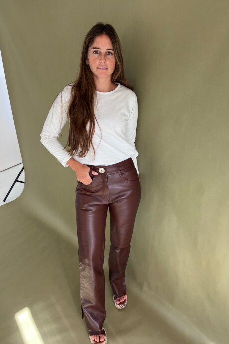 Leather jeans Chocolate