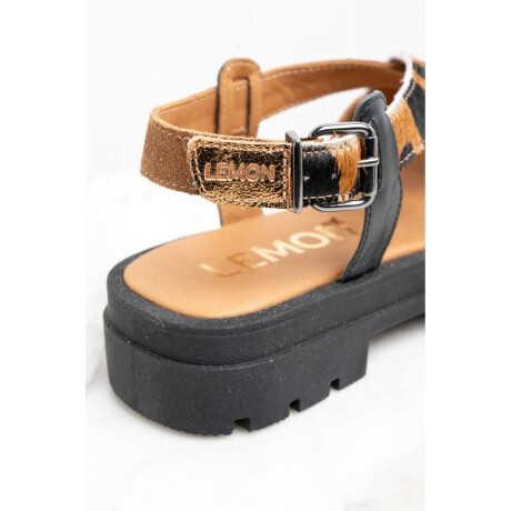 Sandalia Cuero Combinada Marrón