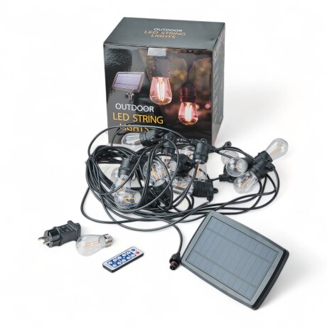 Guía Luces Solares 15mts 15 Lamp Led C/control Adaptador Ac Sin Color