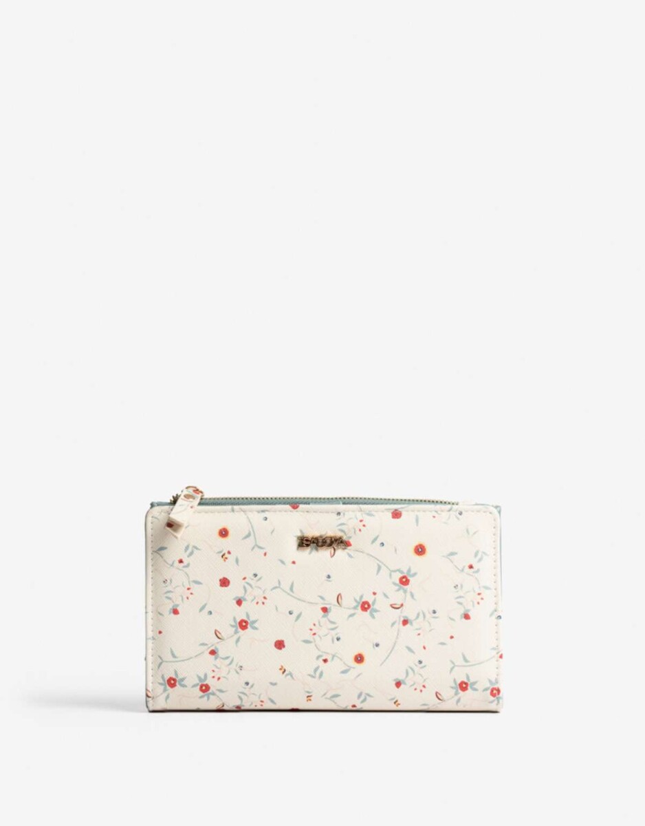 Billetera Fichero Con Cierre - Estampado Flores 