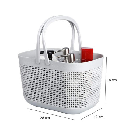 Cesto Canasto Organizador Calado Doble Asa Multiuso Plástico Gris