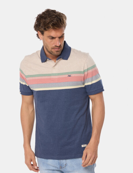 REMERA POLO RAYADA Azul