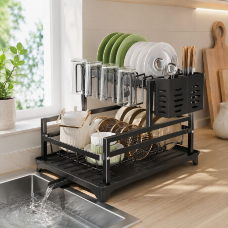 Set Utensilios Cocina 19Pz + Escurridor 2Niv Drenaje Autom Beige