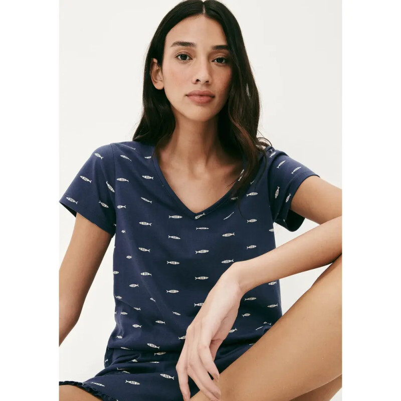 PIJAMA MM FEM AZUL ESCURO