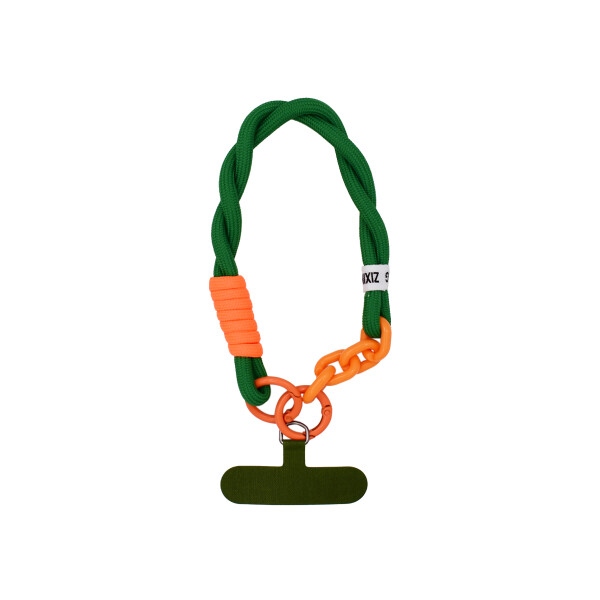Correa de mano para celular trenzada color verde/naranja Correa De Mano Para Celular Trenzada Color Verde/naranja