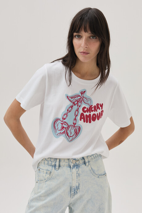 Remera Cherry Blanco