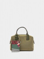 Bolso Tote Textura Suave Con Colgante caqui
