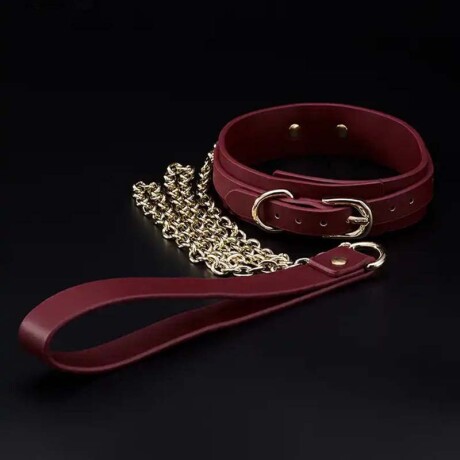 Collar Cuero Sintético con Correa Roomfun Bdsm Rojo Vino Collar Cuero Sintético con Correa Roomfun Bdsm Rojo Vino