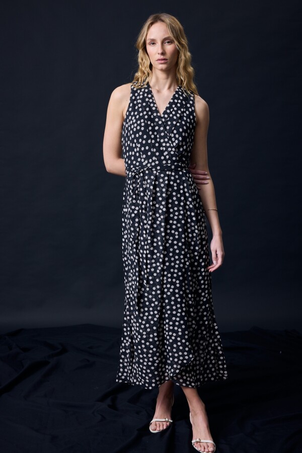 Vestido Maxi Lunares NEGRO/BEIGE