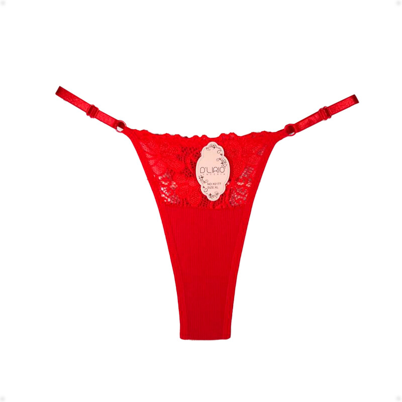 Tanga Colaless Ajustable De Encaje Rojo