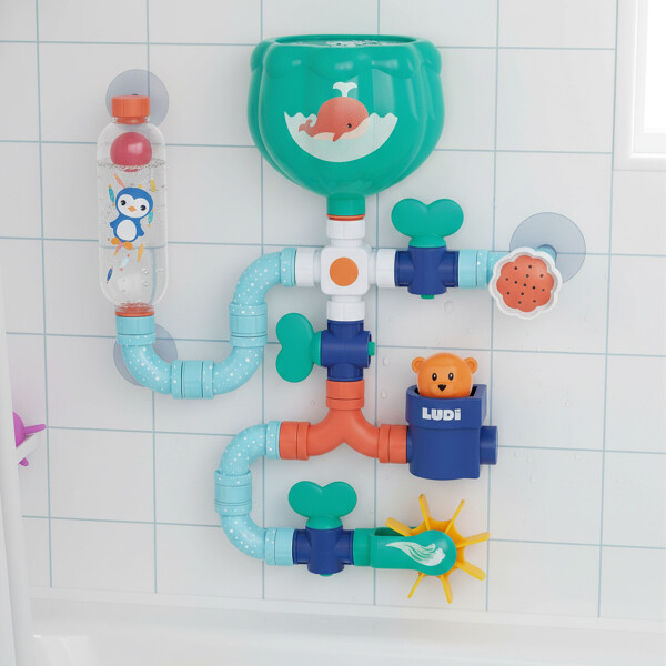 Jugete De Ducha Infantil Didactico Circuito De Agua Niños Color Celeste