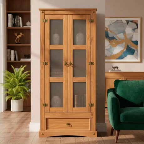 Cristalero Aparador Lumax Armario 2 puertas 1 cajón Madera Maciza Cristalero Aparador Lumax Armario 2 puertas 1 cajón Madera Maciza