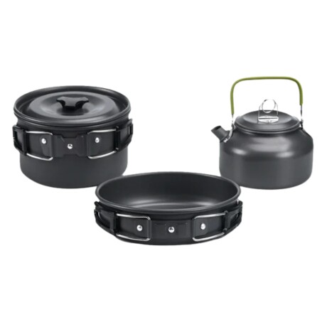 Juego de ollas para camping - 6 piezas Negro