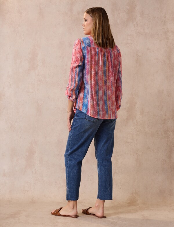 Blusa Gasa Print MULTI/ROJO