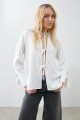 Camisa satin con lazos crudo